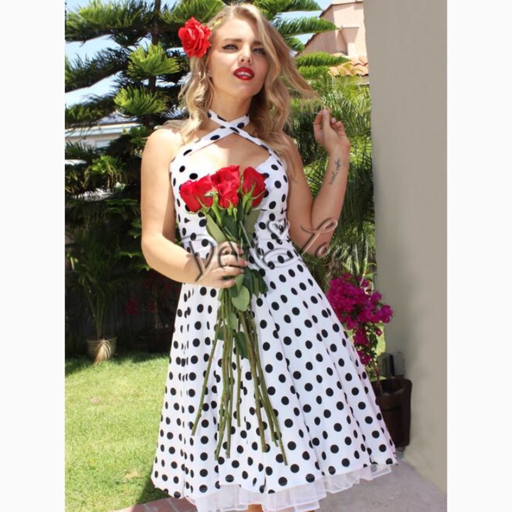 Vintage Style Polka Dot Dress M/L